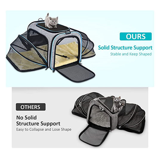 Airline-Approved Expandable Pet Travel Carrier Bag for Cats & Small Dogs