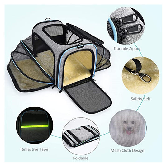 Airline-Approved Expandable Pet Travel Carrier Bag for Cats & Small Dogs