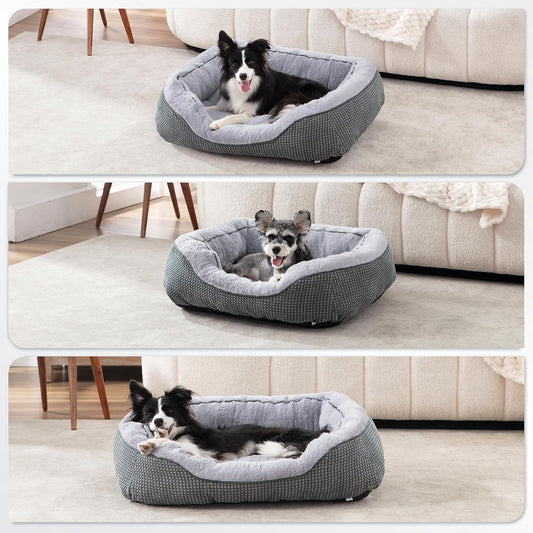 Calming Plush Dog Bed with Raised Rim
