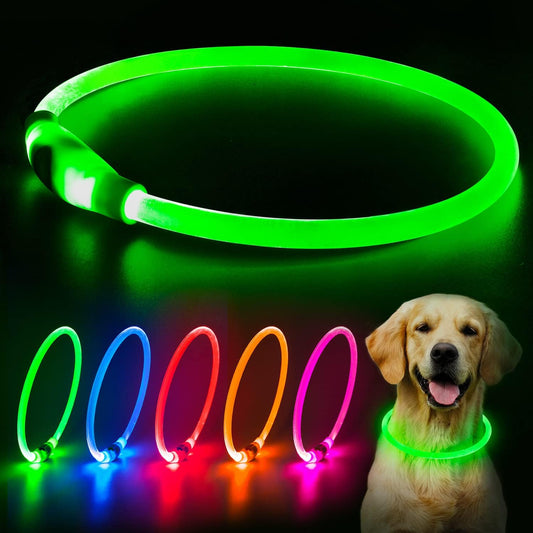 LED USB Rechargeable Dog Safety Collar – Glow-in-the-Dark Pet Visibility Light